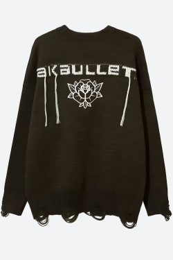 Grunge Y2K Tasseled Sweater - Retro 90s Fashion Statement