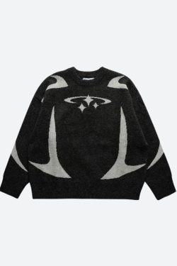 Y2K Star Knitted Sweater - Retro 90s Grunge Style